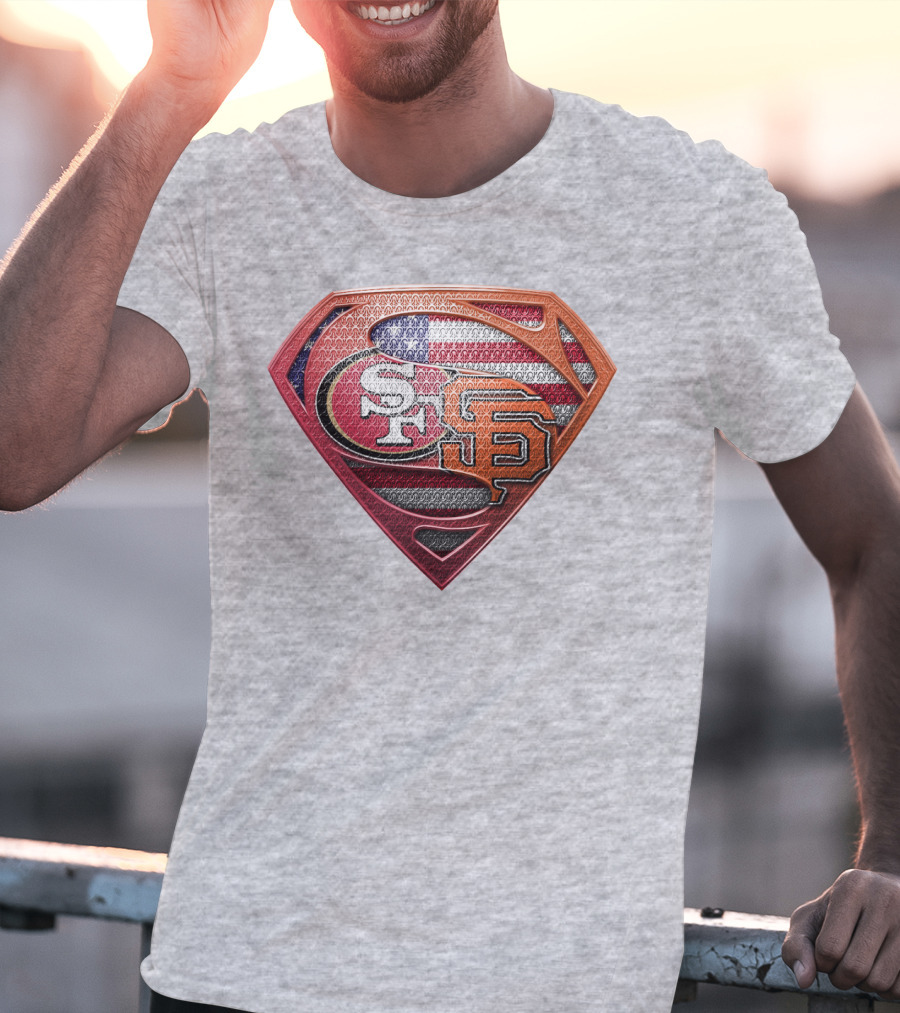 Sf 49ers Sf Giants Superman American Flag T-Shirt