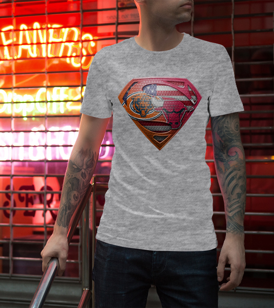 Super Symbols Collage:  Bears Bulls Usa Flag T-Shirt