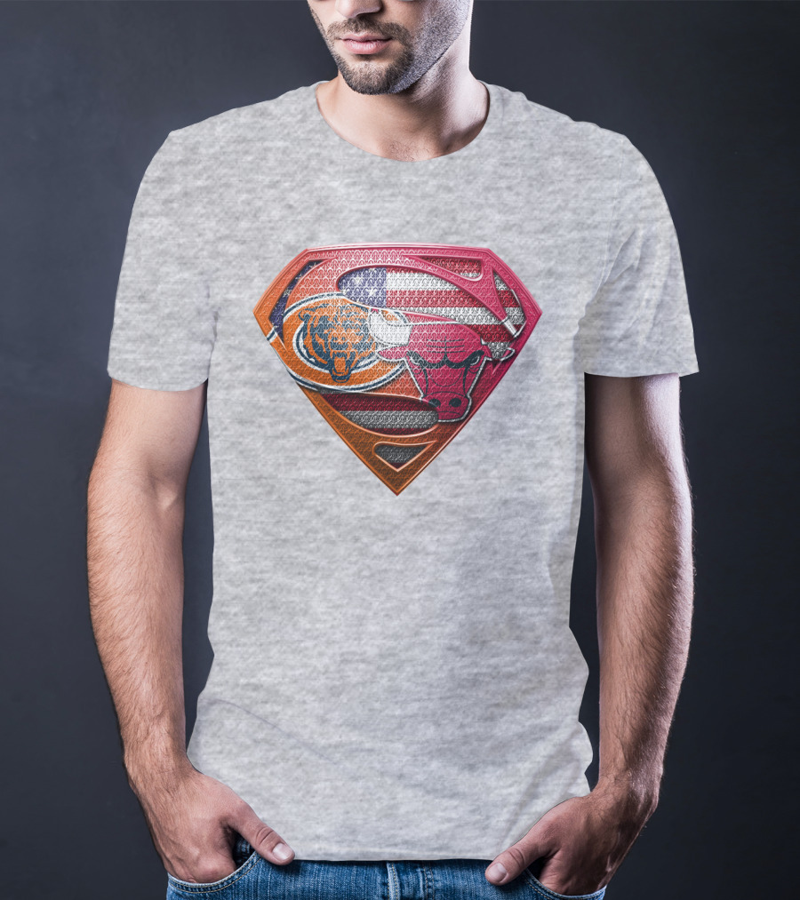 Super Symbols Collage:  Bears Bulls Usa Flag T-Shirt