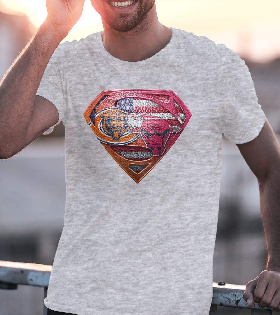 Super Symbols Collage:  Bears Bulls Usa Flag T-Shirt