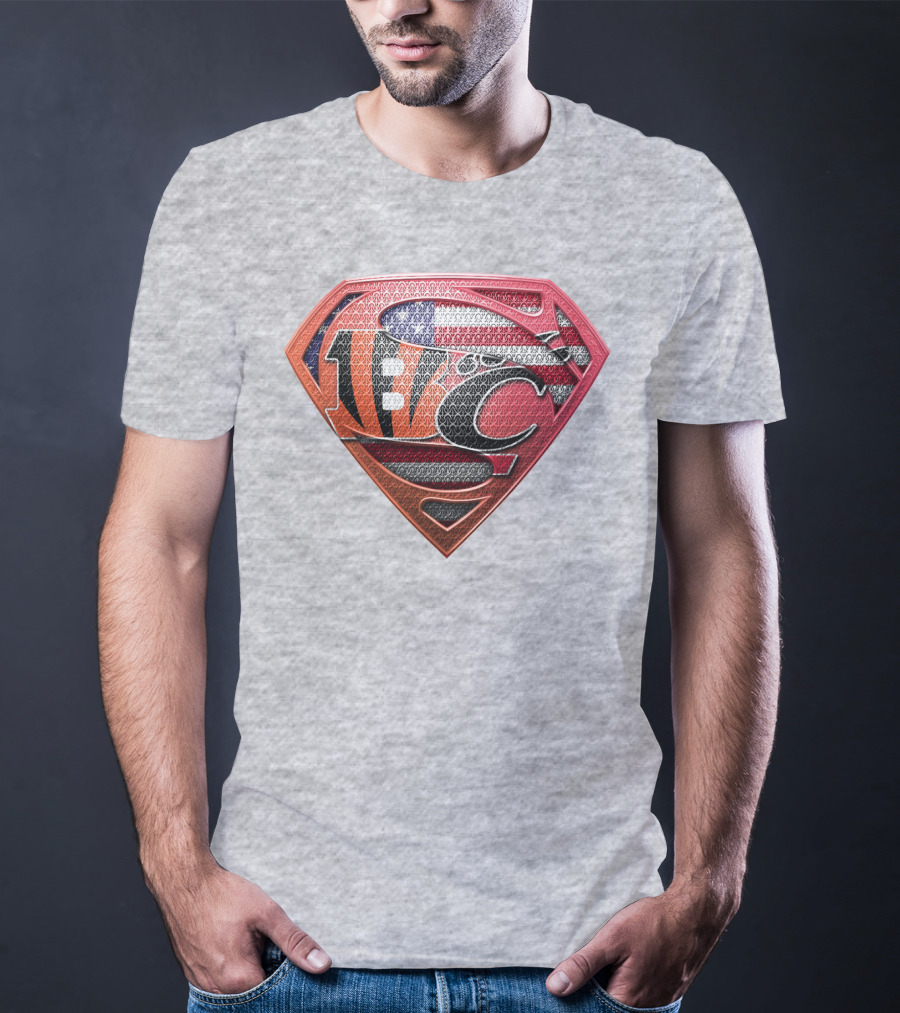 Superman Nfl Logo With American Flag Shield T-Shirt