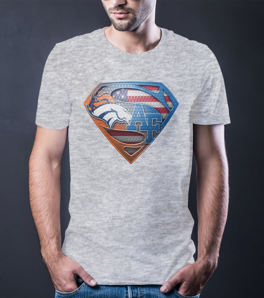 Air Force Falcons Denver Broncos American Flag Shield T-Shirt
