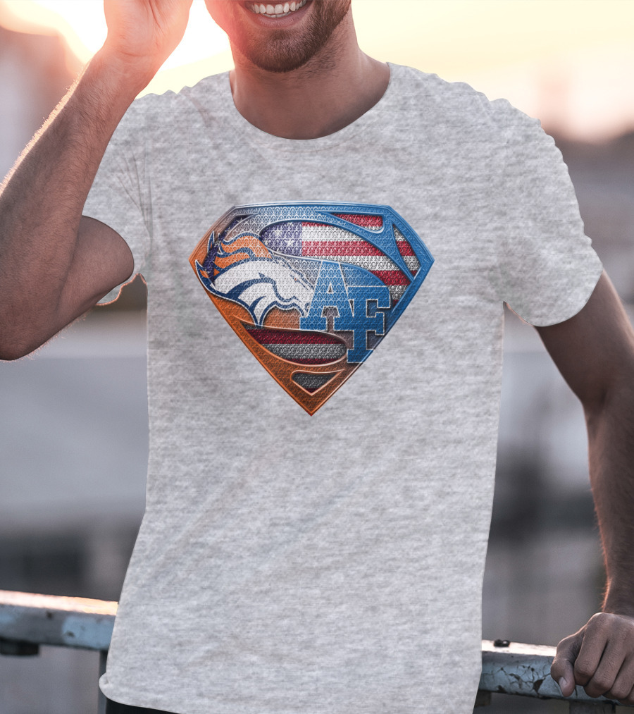 Air Force Falcons Denver Broncos American Flag Shield T-Shirt