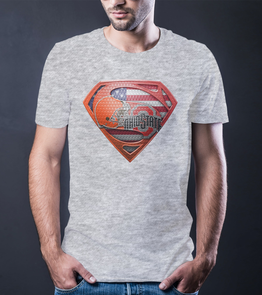 Ohio State Buckeyes American Flag Superman Logo Sps T-Shirt