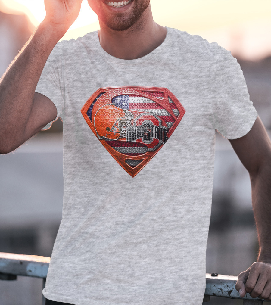 Ohio State Buckeyes American Flag Superman Logo Sps T-Shirt