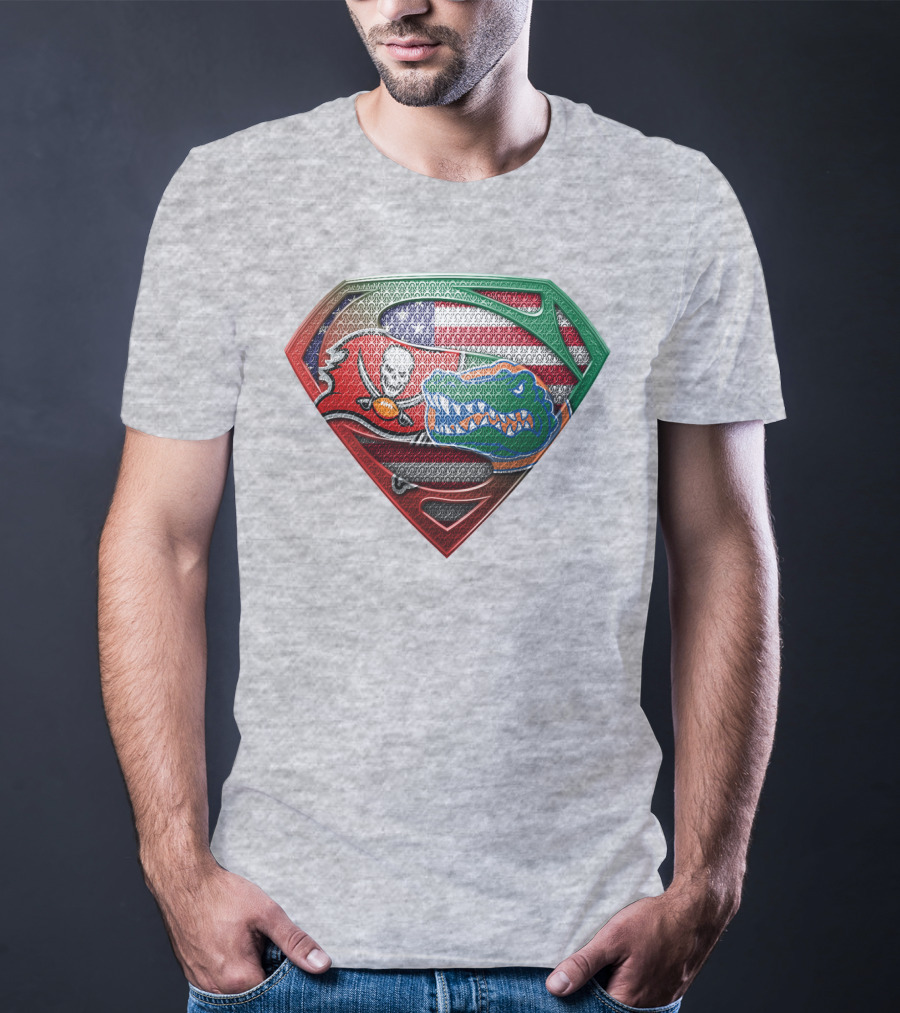 Superman Logo Tampa Bay Buccaneers Florida Gators American Flag T-Shirt