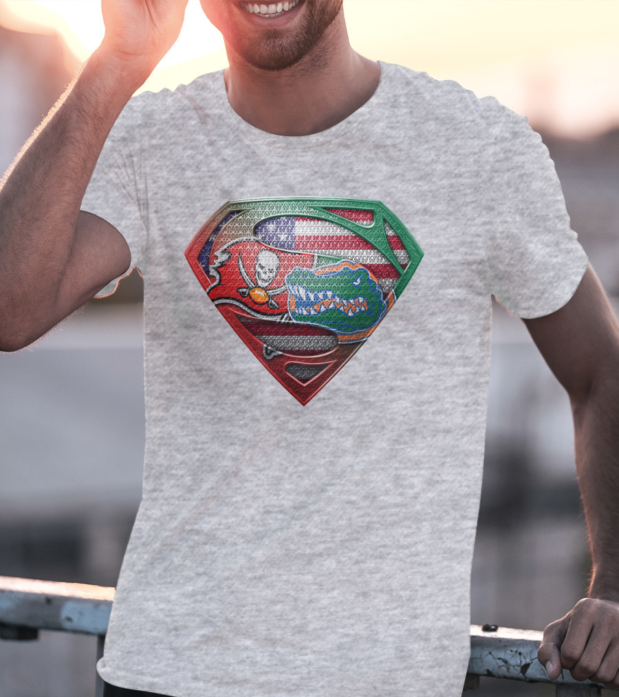 Superman Logo Tampa Bay Buccaneers Florida Gators American Flag T-Shirt