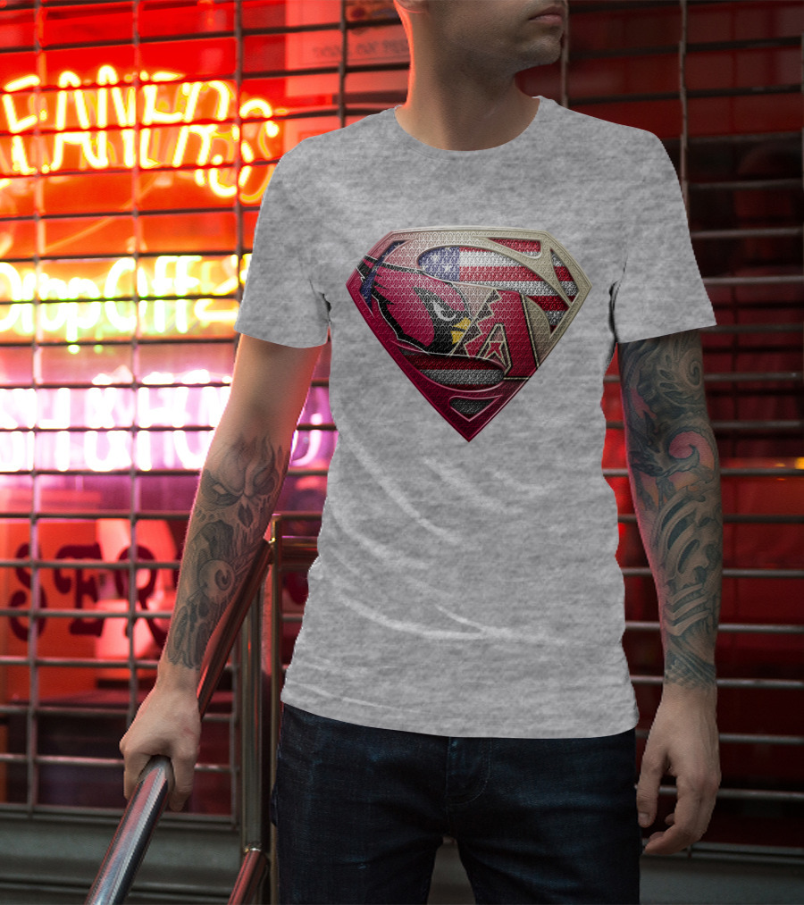 Superman American Flag Arizona Cardinals Logo Fusion T-Shirt