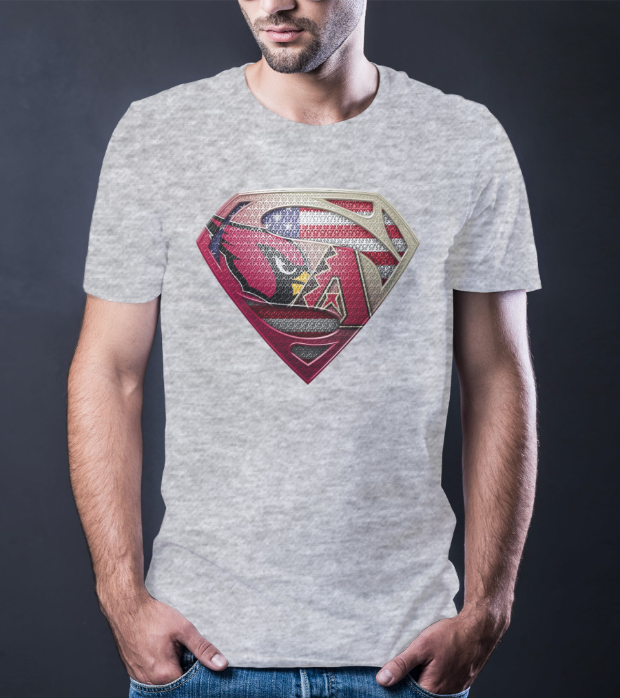 Superman American Flag Arizona Cardinals Logo Fusion T-Shirt
