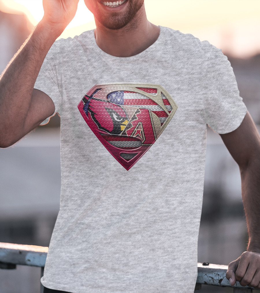 Superman American Flag Arizona Cardinals Logo Fusion T-Shirt
