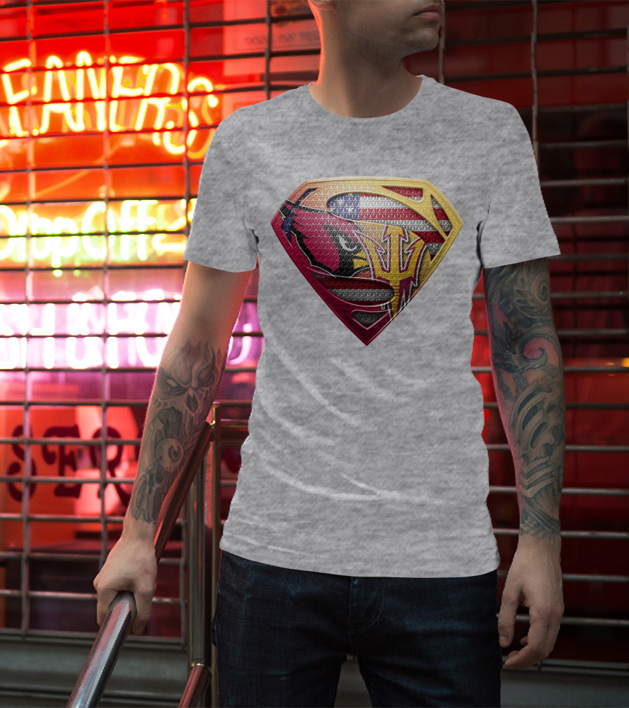 Cardinals And Sun Devils Super Shield American Flag T-Shirt