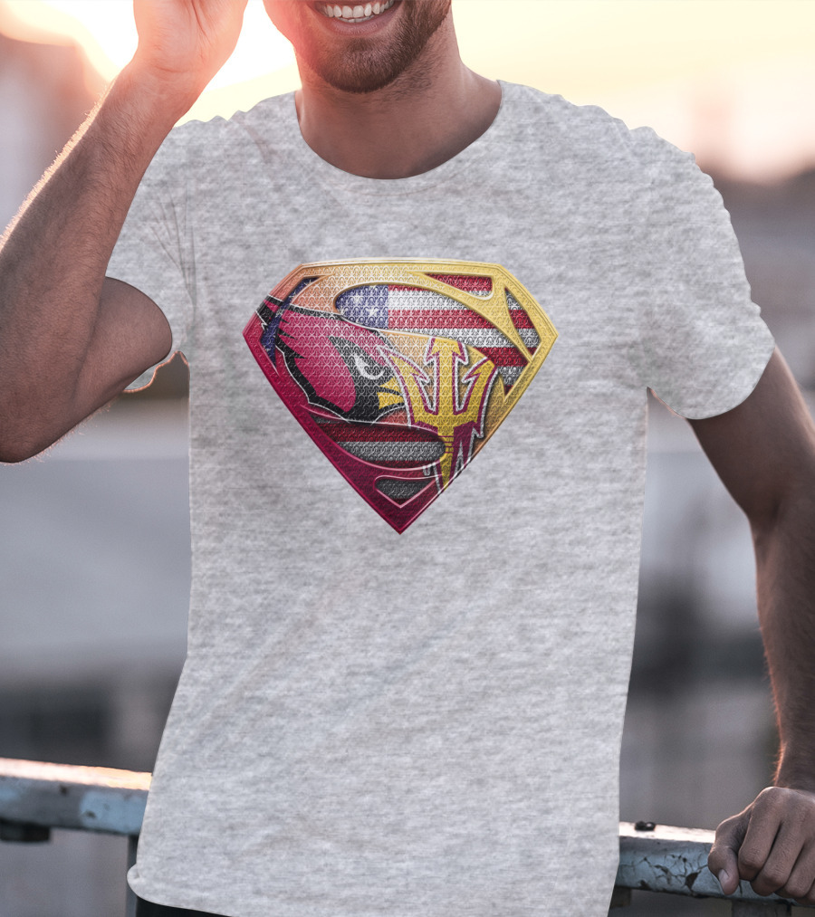 Cardinals And Sun Devils Super Shield American Flag T-Shirt