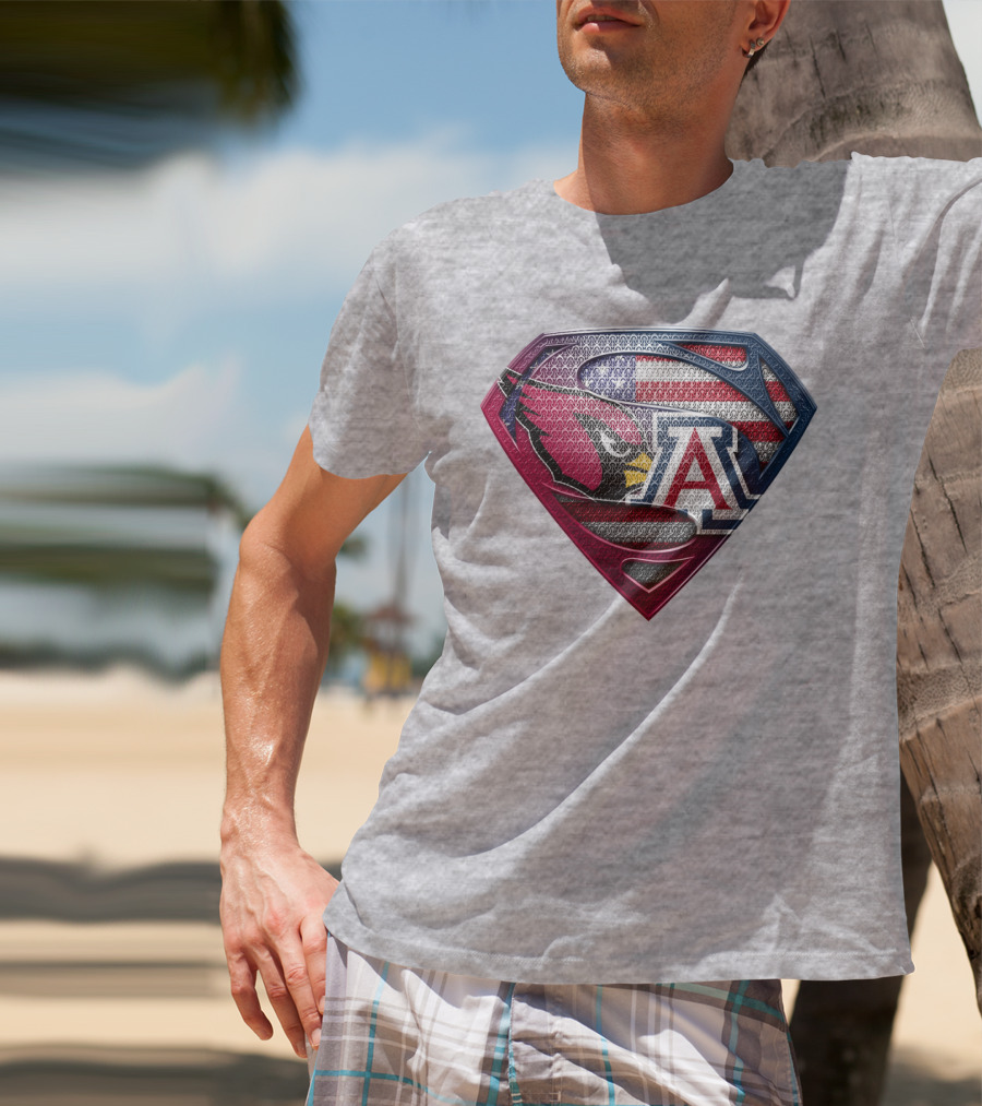 Arizona Cardinals Arizona Wildcats American Flag Shield T-Shirt