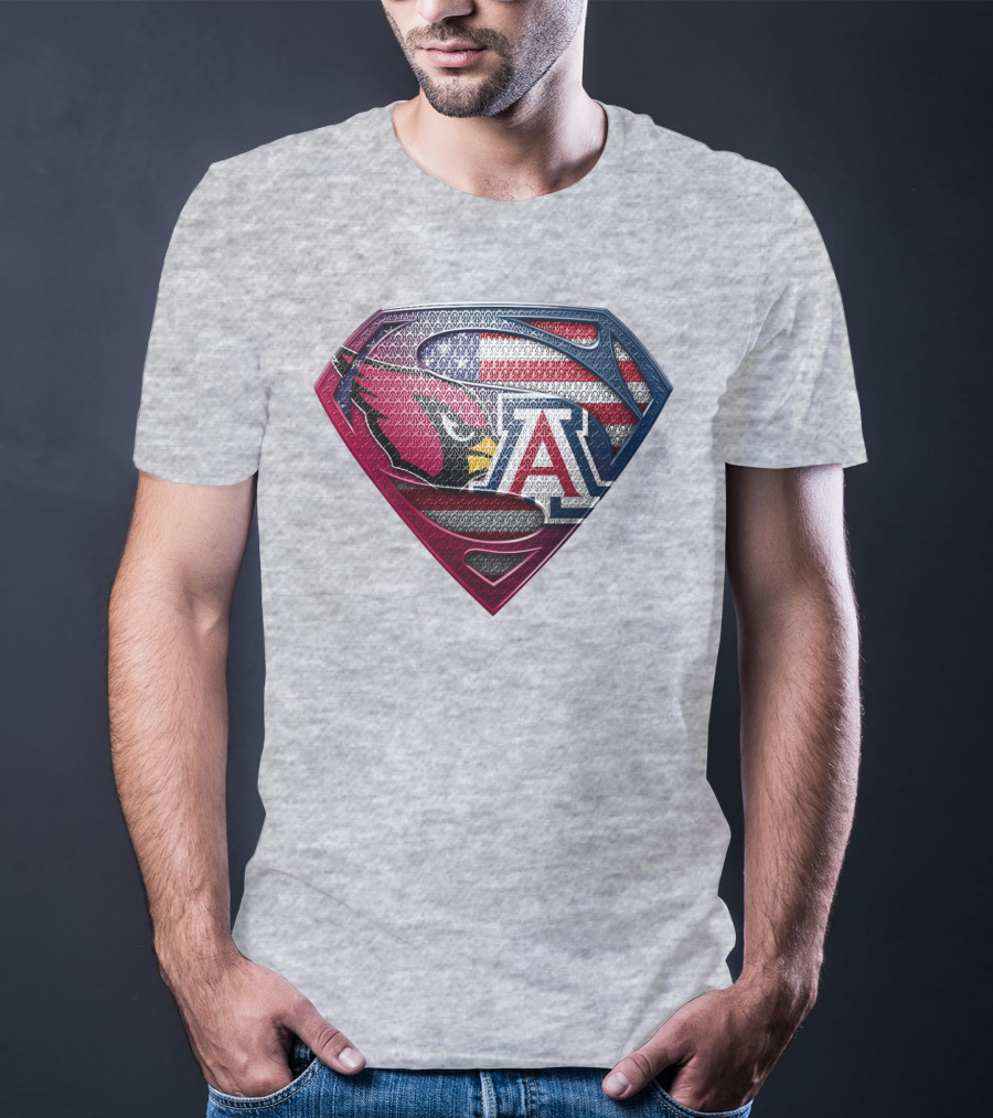 Arizona Cardinals Arizona Wildcats American Flag Shield T-Shirt