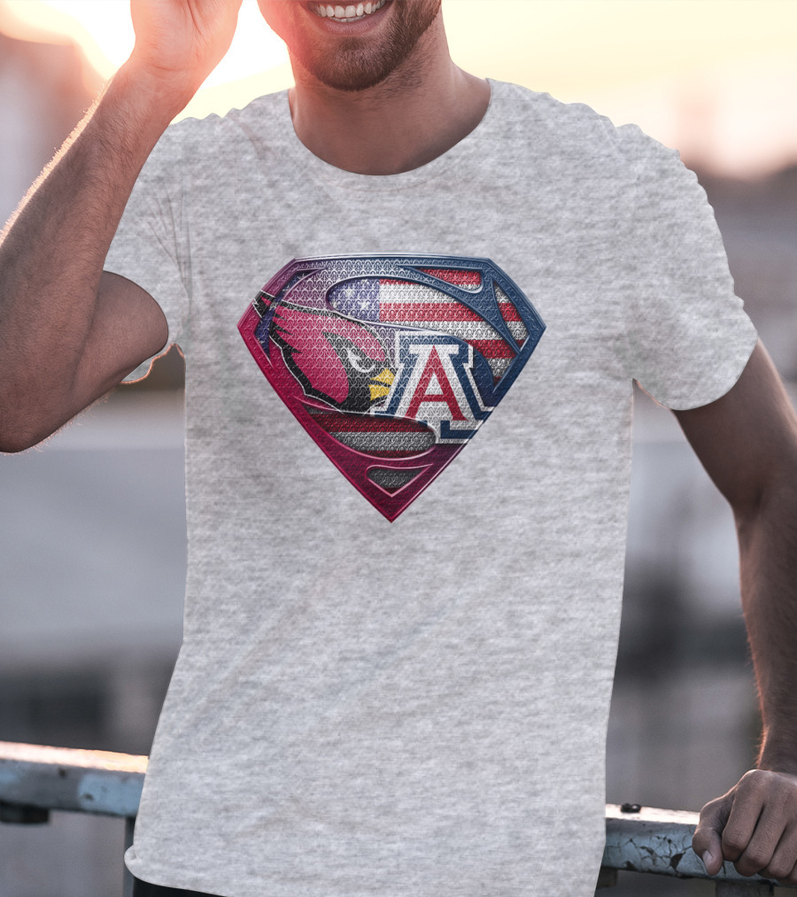 Arizona Cardinals Arizona Wildcats American Flag Shield T-Shirt