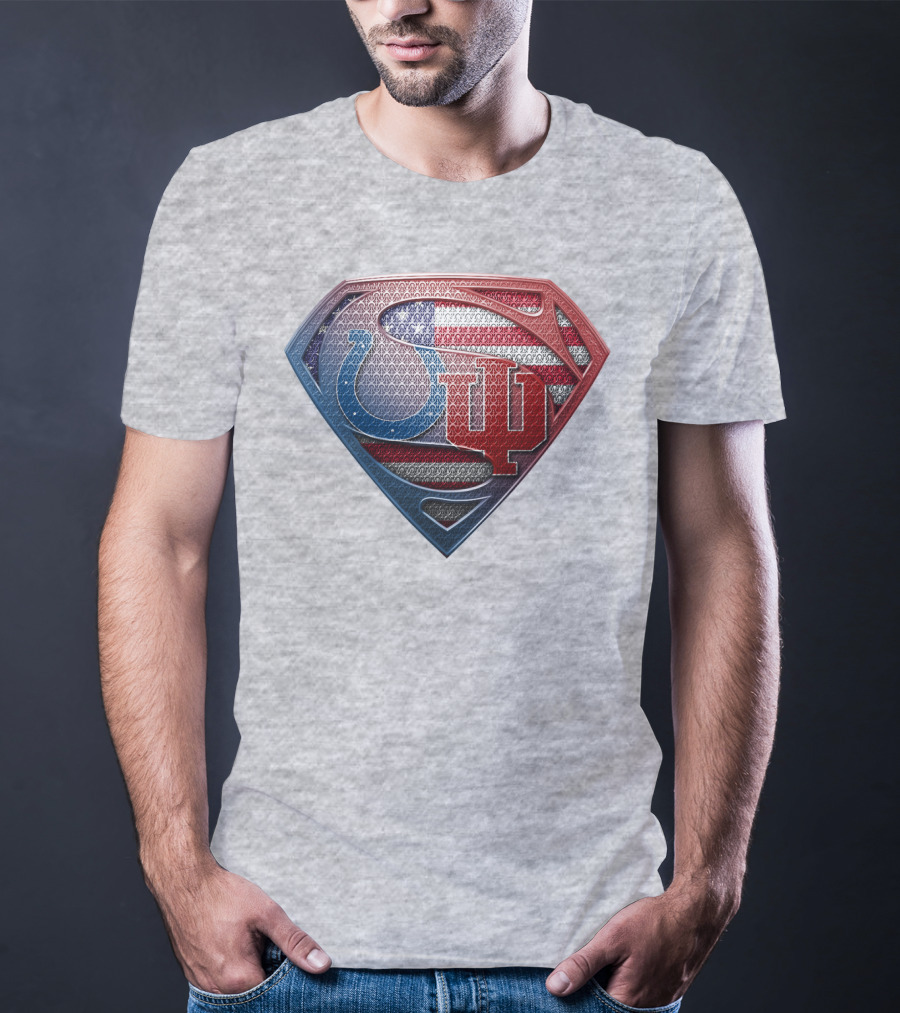 Superman Colts Indiana University American Flag T-Shirt