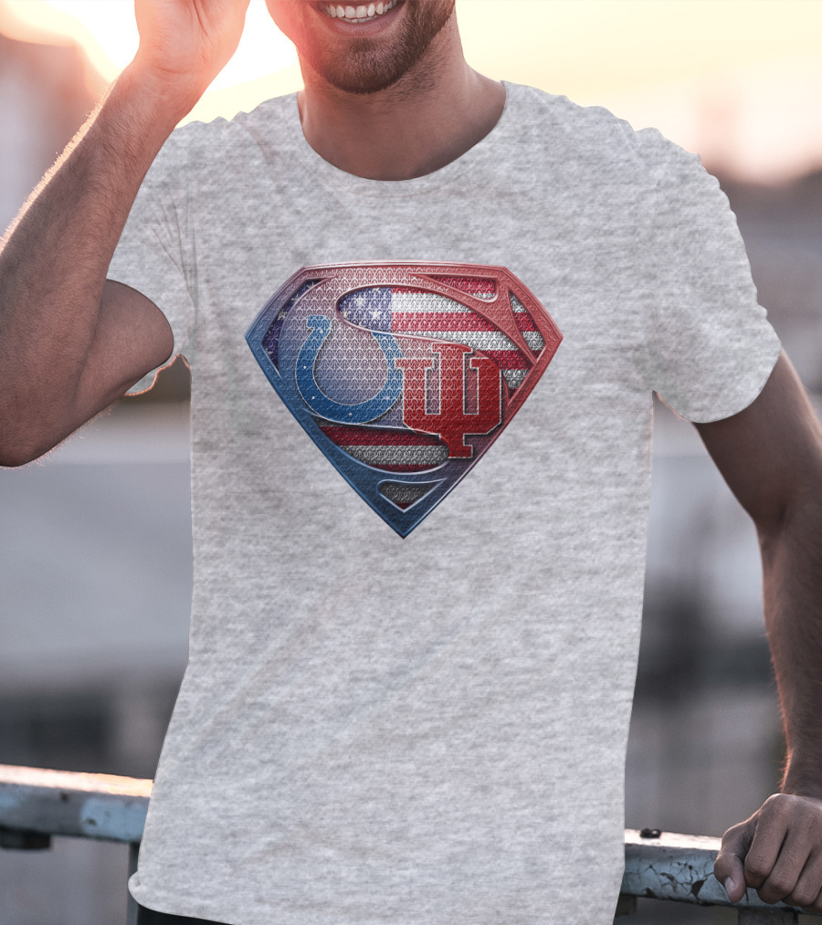 Superman Colts Indiana University American Flag T-Shirt