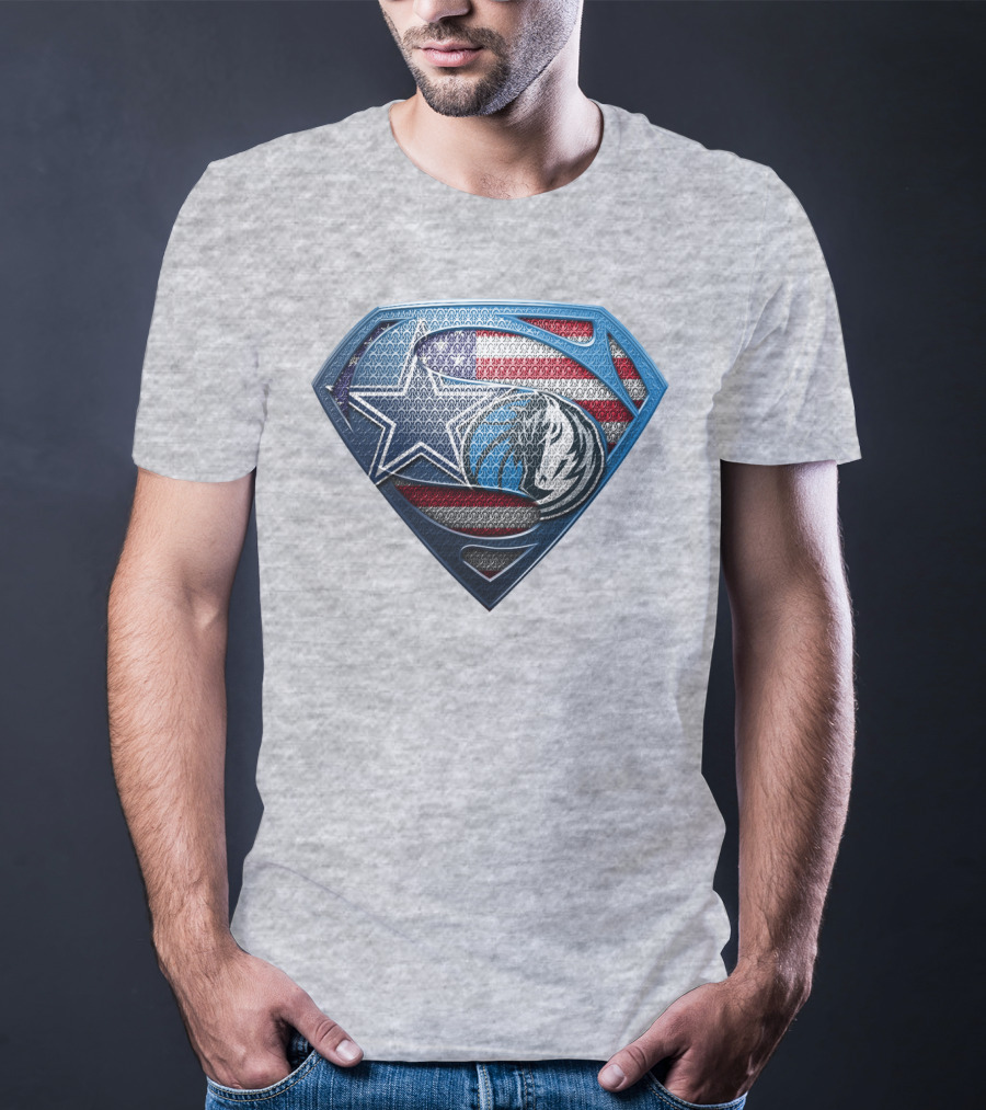 Dallas Basketball Heroes Shield Design With American Flag T-Shirt