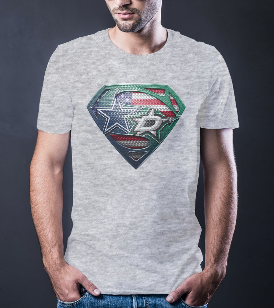 Dallas Stars American Flag Superman T-Shirt