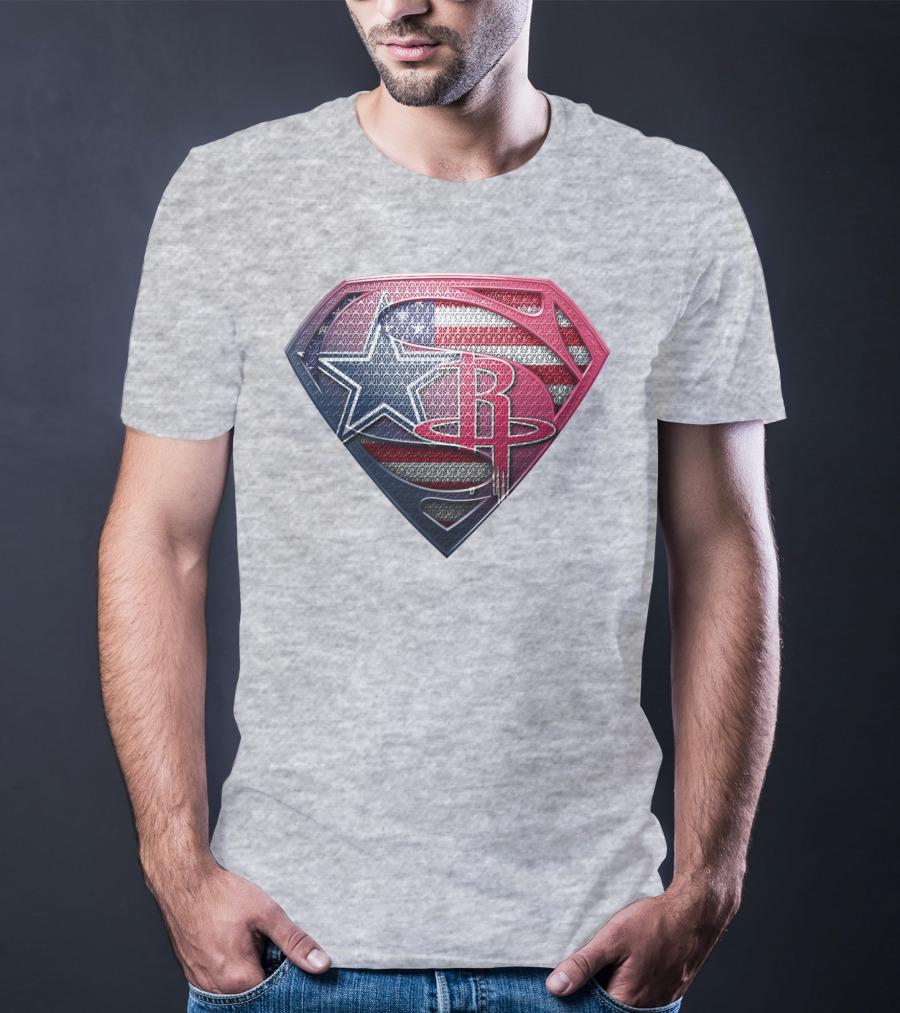 Rockets Superhero Logo With Usa Flag Star T-Shirt