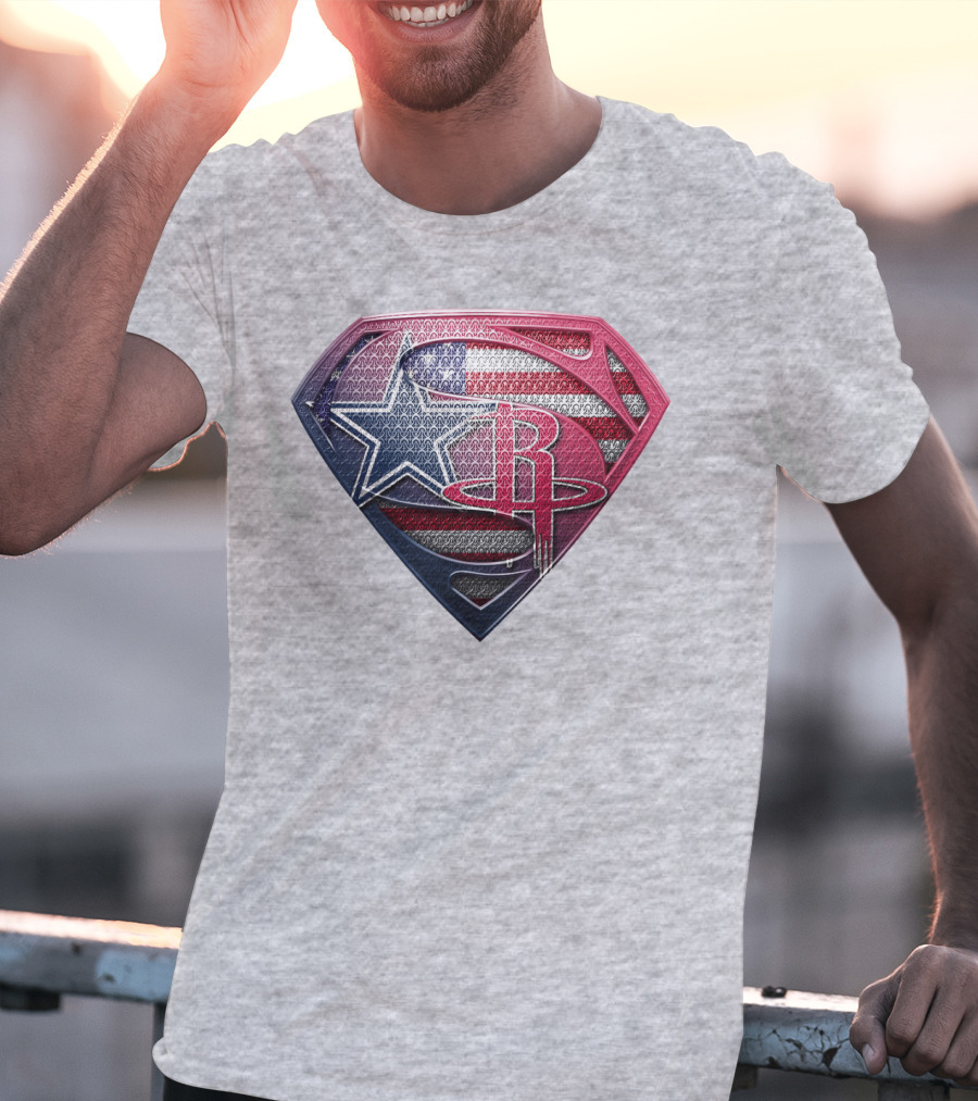 Rockets Superhero Logo With Usa Flag Star T-Shirt