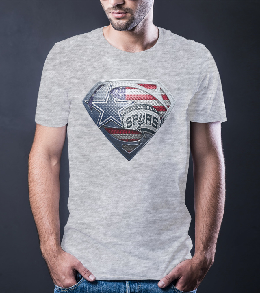 San Antonio Spurs Superman Shield Usa Flag T-Shirt