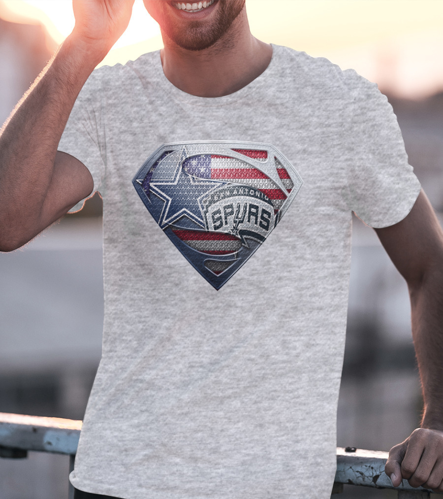 San Antonio Spurs Superman Shield Usa Flag T-Shirt