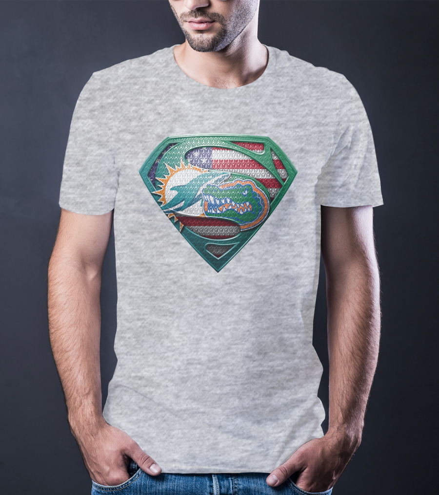 Superman Gator American Flag Miami Football T-Shirt