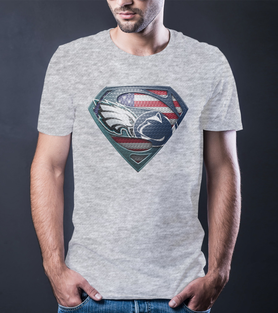 American Flag Philadelphia Eagles Penn State Superman Shield T-Shirt