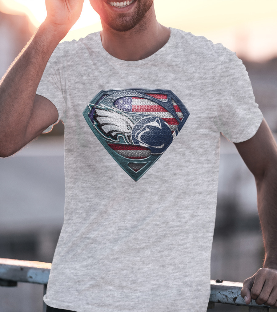 American Flag Philadelphia Eagles Penn State Superman Shield T-Shirt