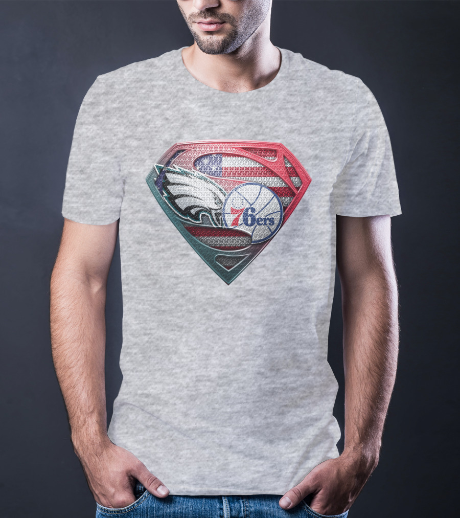 Philadelphia Eagles 76ers American Flag Emblem T-Shirt