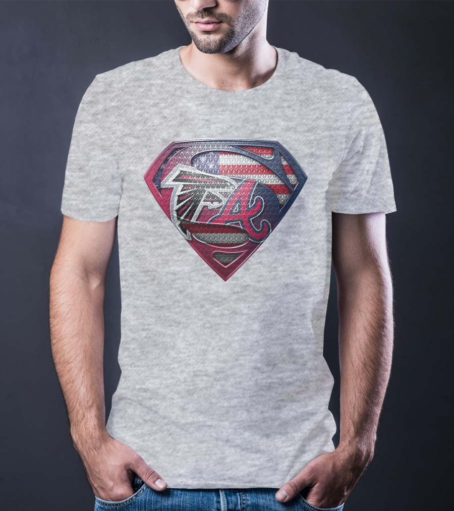 Superman Shield Atlanta Falcons Braves Usa Flag T-Shirt