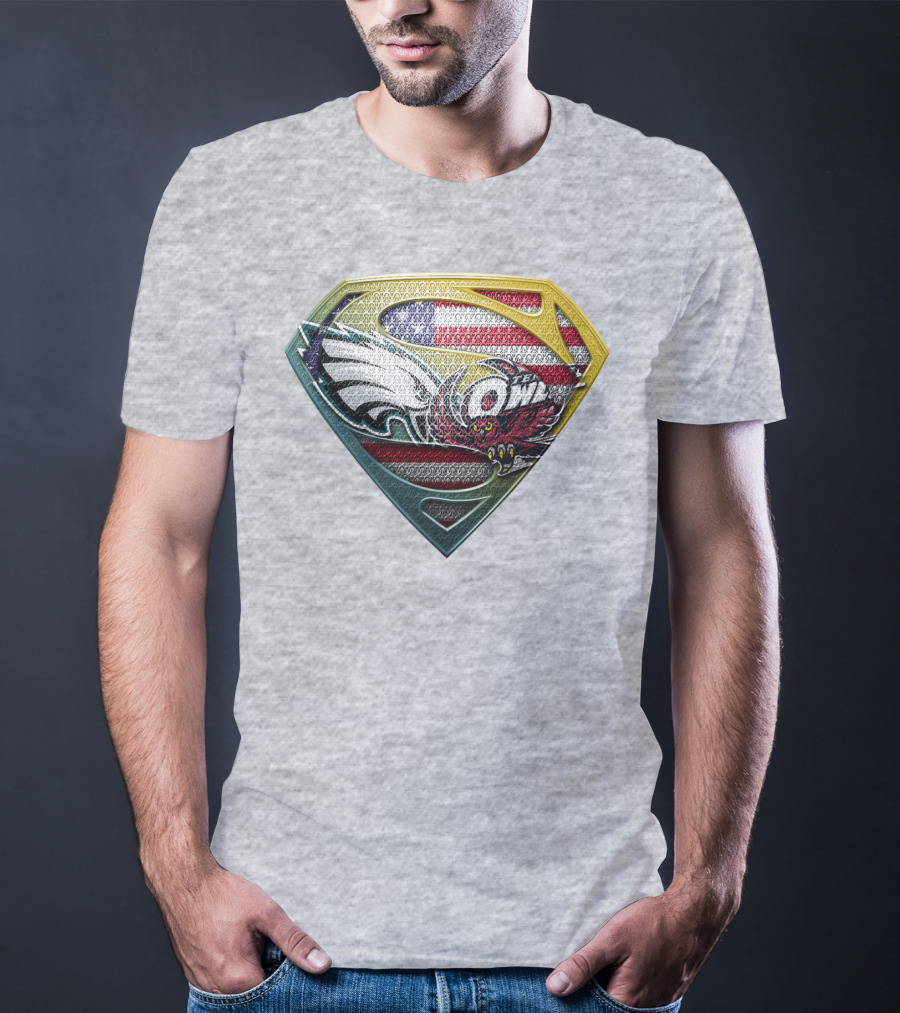 Eagle Owl American Flag Superman Shield T-Shirt