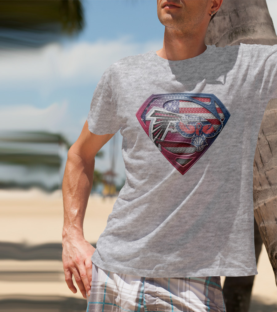 Atlanta Falcons Hawks Superman American Flag Superhero T-Shirt