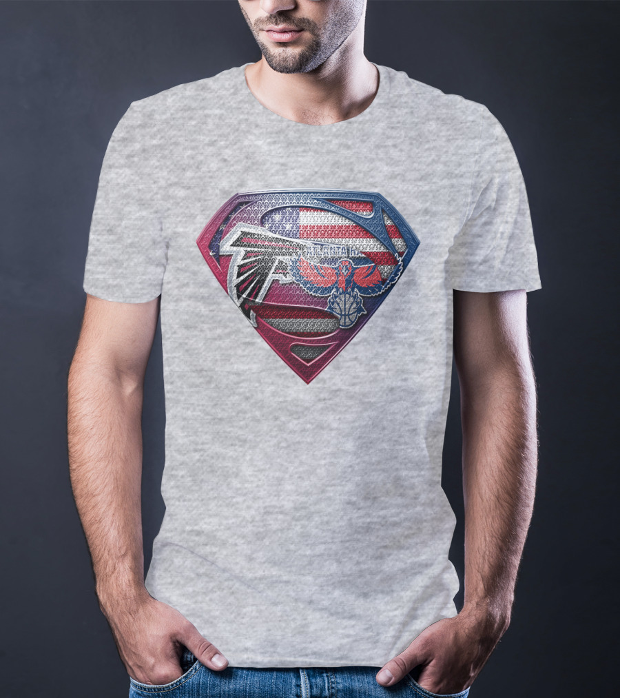 Atlanta Falcons Hawks Superman American Flag Superhero T-Shirt