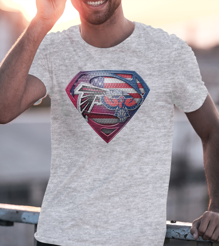 Atlanta Falcons Hawks Superman American Flag Superhero T-Shirt