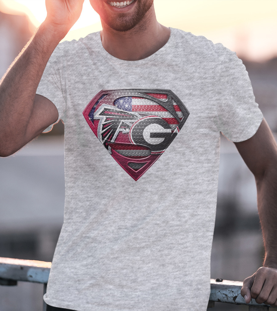 Superman Georgia Bulldogs Atlanta Falcons American Flag T-Shirt