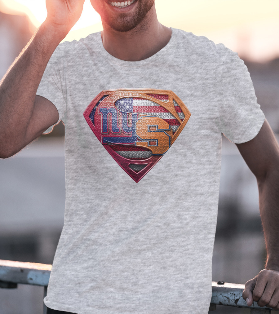 Ny Giants And Syracuse Super Shield American Flag T-Shirt