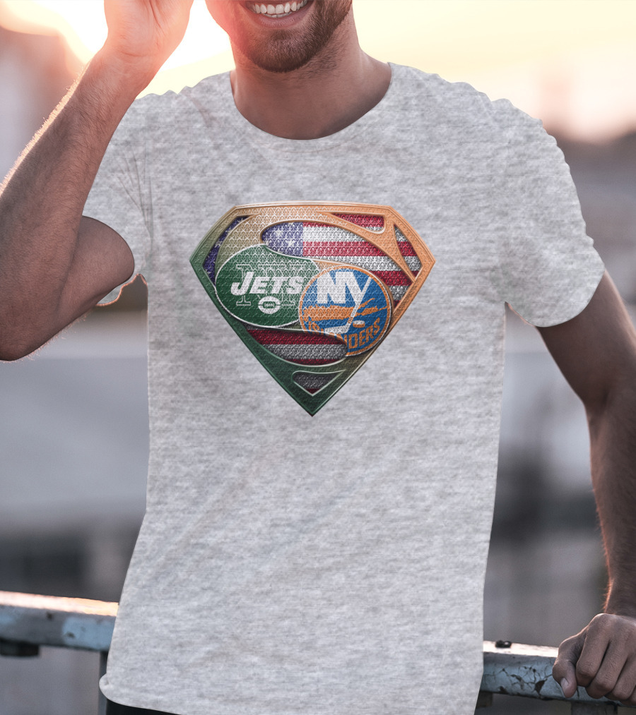 Jets Islanders American Flag Shield T-Shirt