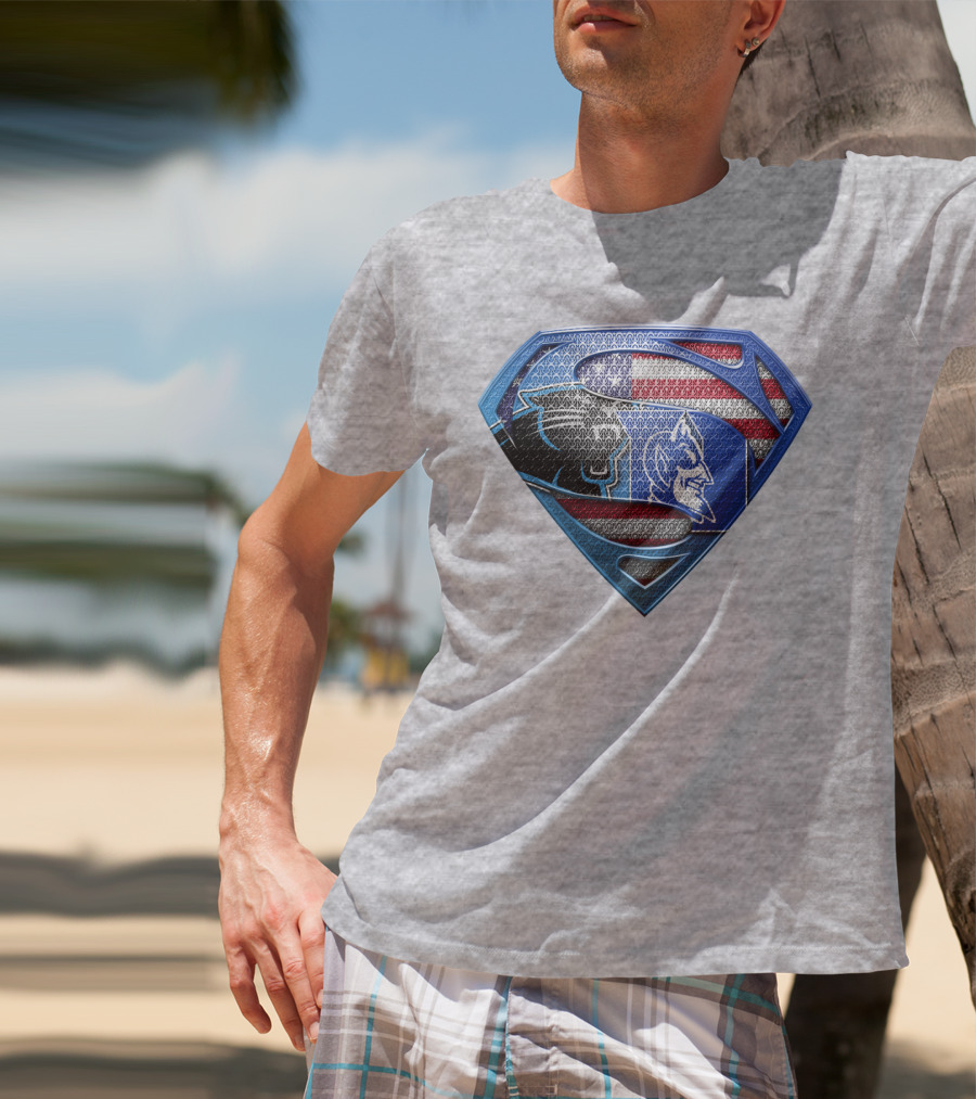 Super Carolina Panthers Duke Blue Devils American Flag T-Shirt