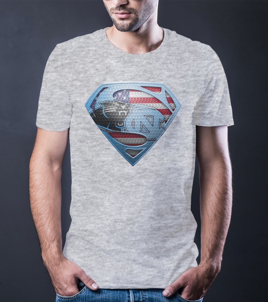 North Carolina Panthers Superman Usa Flag T-Shirt