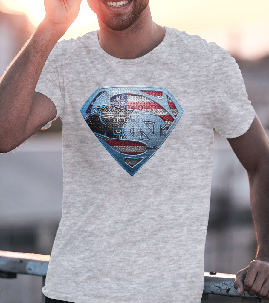 North Carolina Panthers Superman Usa Flag T-Shirt