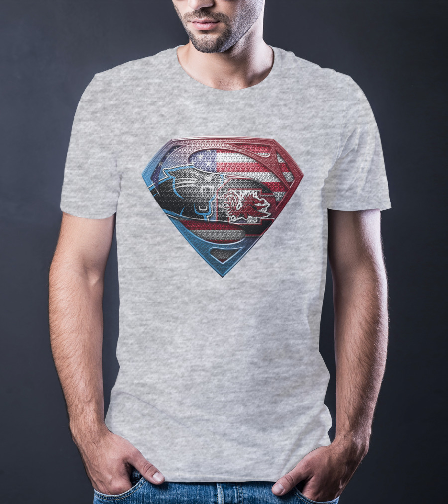 Superman Shield American Flag Panthers Gamecocks T-Shirt