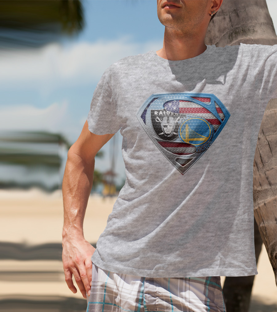 Superhero Shield Raiders Warriors American Flag T-Shirt