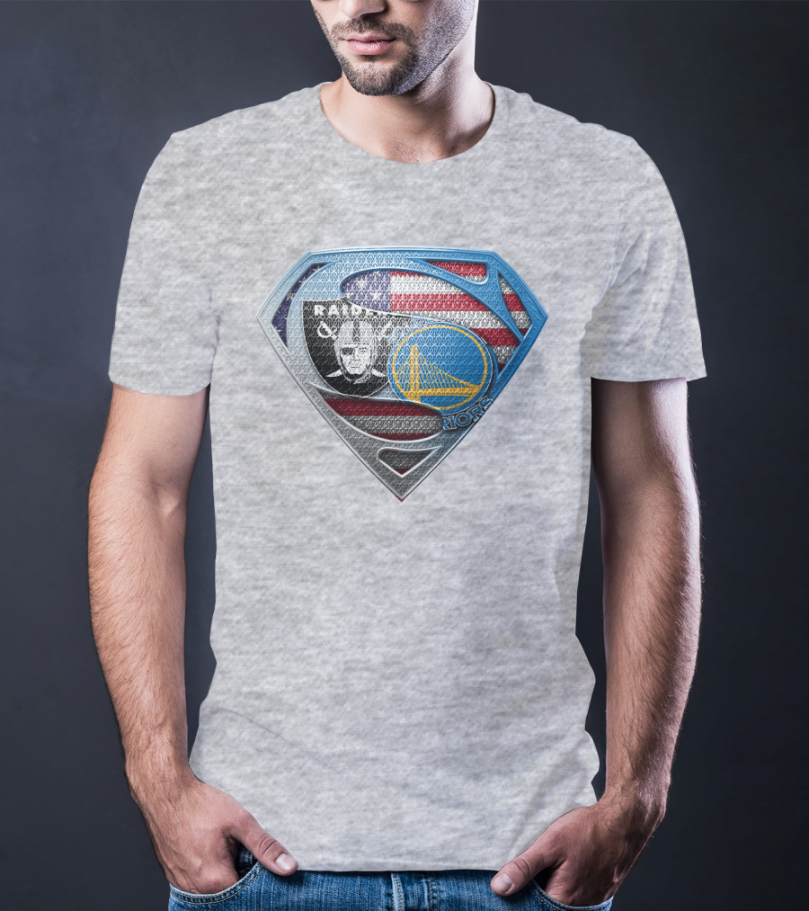 Superhero Shield Raiders Warriors American Flag T-Shirt