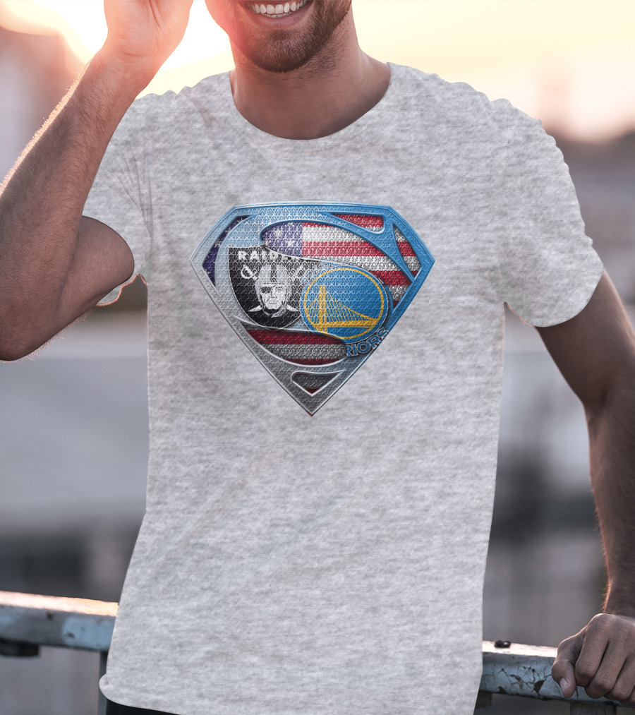 Superhero Shield Raiders Warriors American Flag T-Shirt