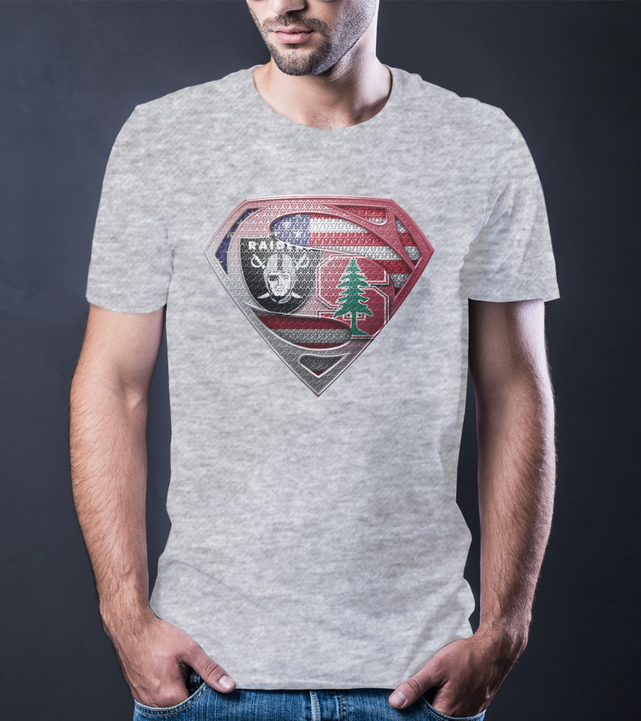 Superman Logo Oakland Raiders American Flag Stanford Tree T-Shirt