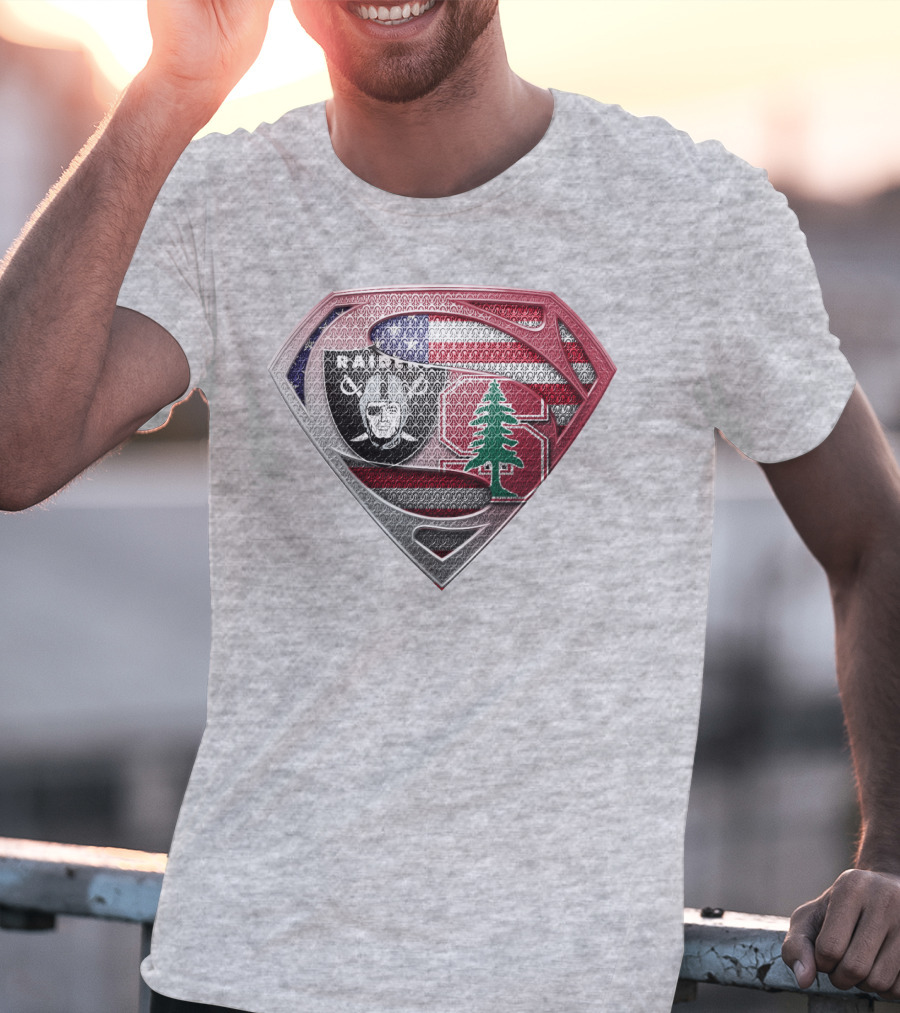 Superman Logo Oakland Raiders American Flag Stanford Tree T-Shirt