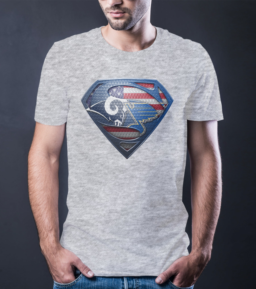 Usa Superman Rams And Blues Logo Shield T-Shirt
