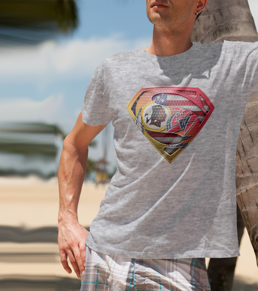 Superman Washington Redskins Wizards Nfl Nba Mix Superhero T-Shirt